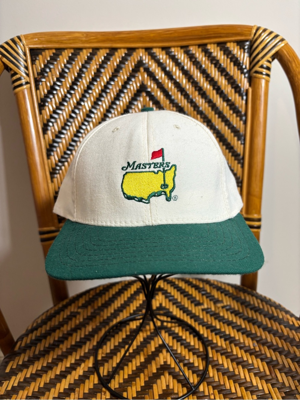 Vintage Masters Golf Hat NWT American Needle USA Strapback White Green Bill 90s